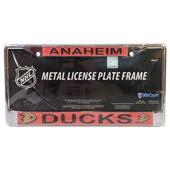 Anaheim Ducks Chrome Metal Laser Embossed License Plate Frame NHL Wincraft New - Picture 1 of 3